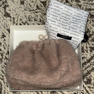 MaxMara Beige Furry Clutch Bag
